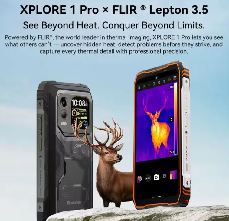 Blackview XPLORE 1 Pro Rugged 5G Android 15 Smartphone: Backed By FLIR 6.78inch 2.4K HD Screen RAM 12GB+256 ROM (Black) Global Version Smartphone smp
