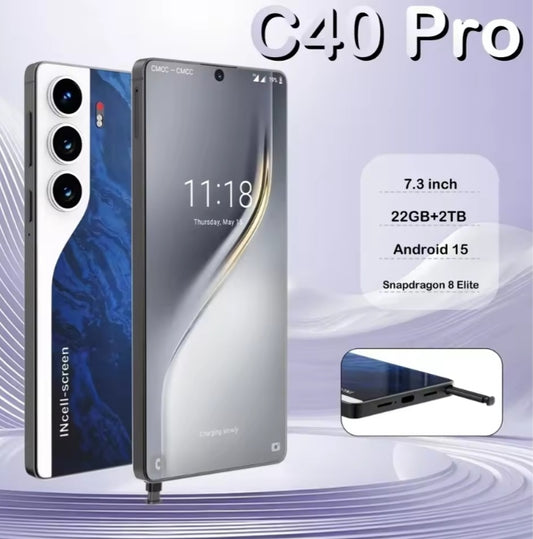 Hot 2025 NEW C40 Pro Original Intelligent 22GB-2T 4G 5G Android Global Version (Black) Smartphone smp