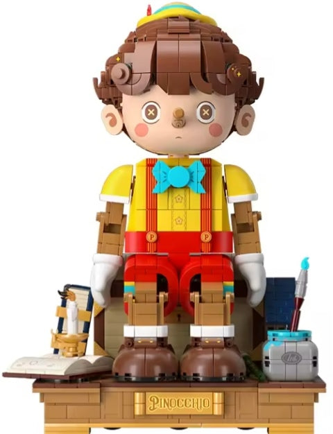 Pinocchio Long Nose Wooden Doll Puppet Decor Building Blocks Set Toys tys bbs dll