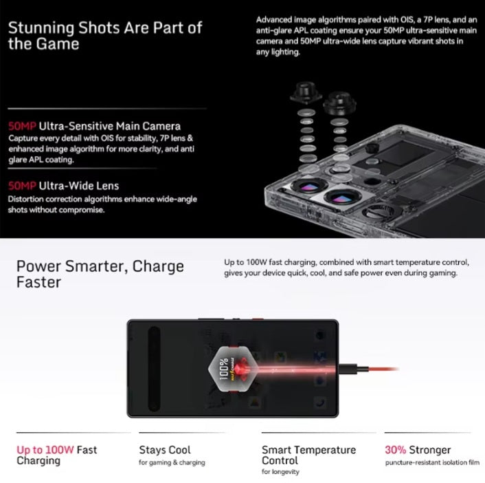 Redmagic 11 Pro Global Version Smartphone Dust Water & Scratch Resistant HD Screen Super/Fast Charging Smartphone. smp