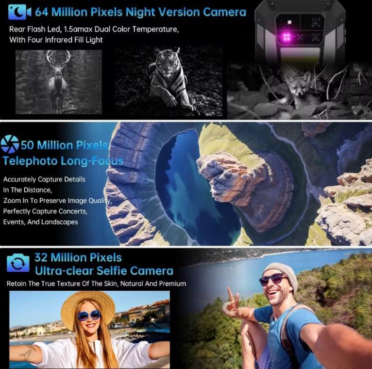 Tank 4 Pro 5G Global Version Rugged Smartphone Facial Recognition & Fingerprint Unlock Function Dust Water & Scratch Resistant HD Screen Super/Fast Charging (RAM 18GB+1TB ROM) Smartphone smp