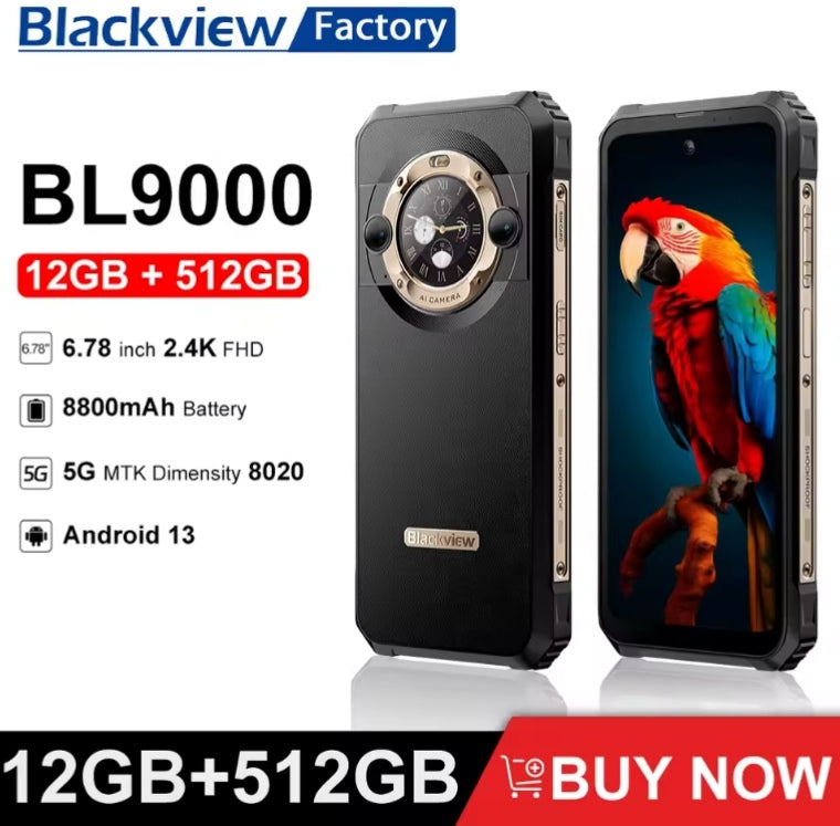 Blackview BL9000: RAM 24GB+512GB ROM Global Version Android 5G (Interstellar Black) Smartphone smp
