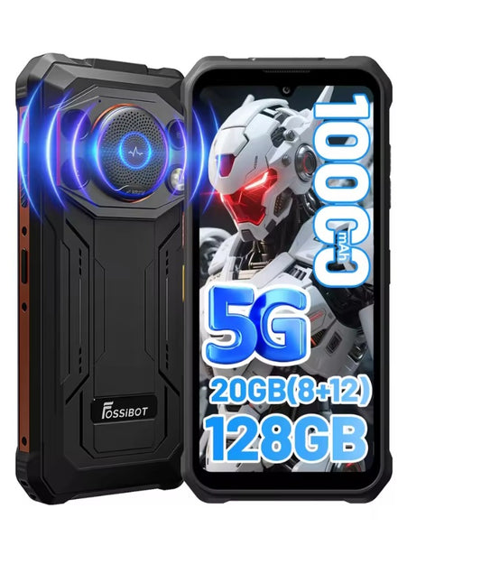 FOSSIBOT F110 Pro Rugged Global Version Orange Smartphone Facial Recognition & Fingerprint Unlock Function Dust Water & Scratch Resistant HD Screen Super/Fast Charging Smartphone smp