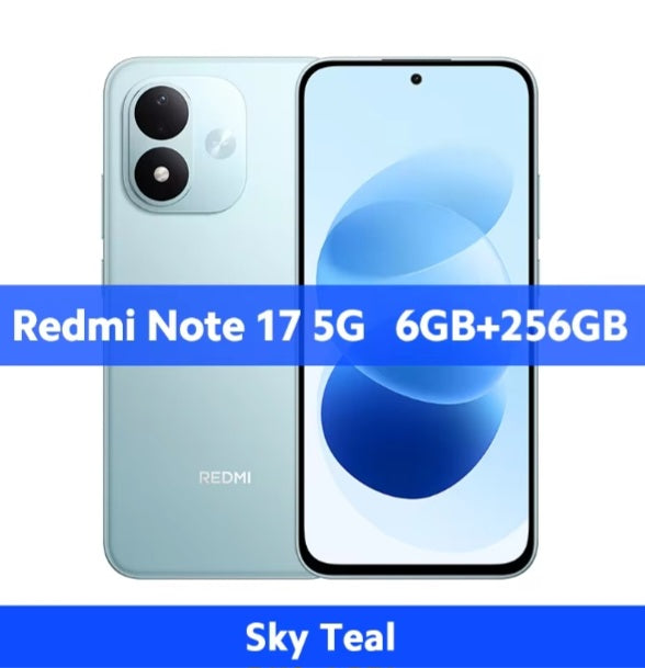 Xiaomi Redmi Note 17 5G Global Version Teal Smartphone Dust Water & Scratch Resistant HD Screen Super/Fast Charging Smartphone (RAM 6GB+256GB ROM). smp