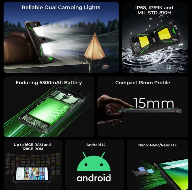 OUKITEL G5 Rugged Smartphone 6inch HD Screen RAM 16GB+128GB ROM (Black) Global Version Smartphone smp