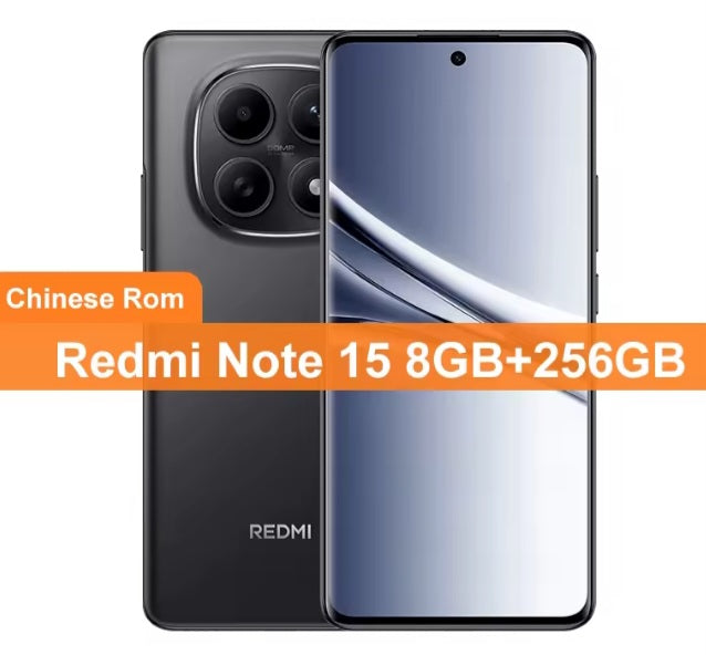 Xiaomi Redmi Note 15 Chinese Version Black Smartphone Facial Recognition & Fingerprint Unlock Function Dust Water & Scratch Resistant HD Screen Super/Fast Charging Smartphone. smp