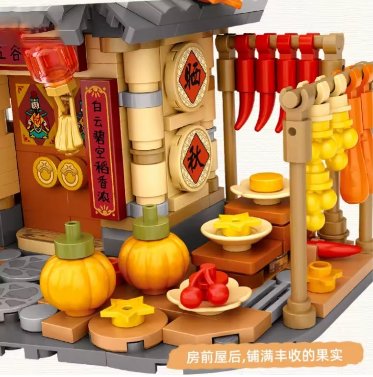 Children's Autumn Harvest Cottage Farm Pumpkin House Building Blocks Set Toys (without box) tys bbs