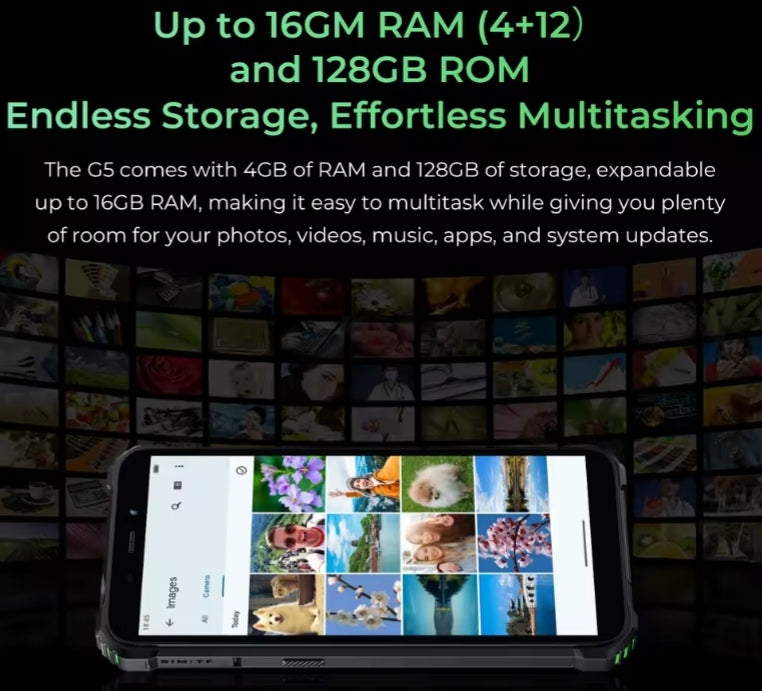 OUKITEL G5 Rugged Smartphone 6inch HD Screen RAM 16GB+128GB ROM (Black) Global Version Smartphone smp