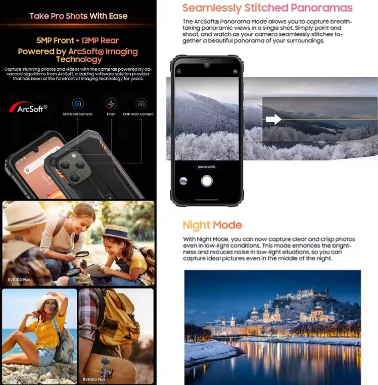 Blackview BV5300 Plus Rugged 4G Android 13 Smartphone 6.1inch HD Screen (Black) Smartphone + FREE Bluetooth Earphones + FREE US Plug Adapter + FREE Gift. smp