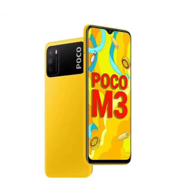Xiaomi Poco M3 4G Global Version Yellow Smartphone Facial Recognition & Fingerprint Unlock Function Dust Water & Scratch Resistant HD Screen Super/Fast Charging (RAM 4GB+128GB ROM) Smartphone. smp
