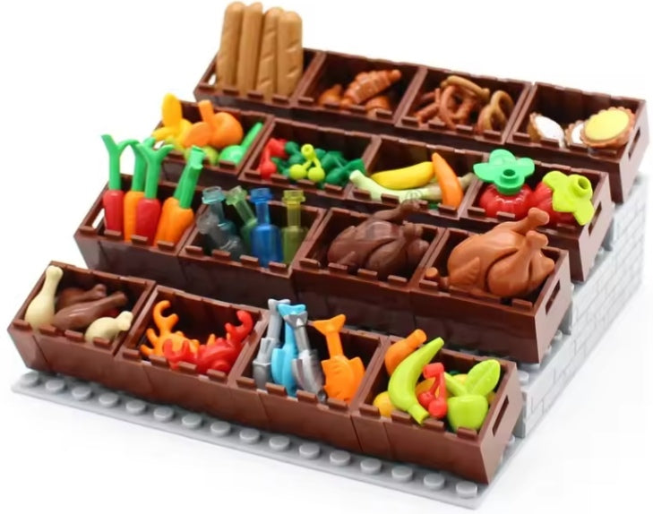 Children's Fruit/Food Building Blocks Set Toys Storage Rack bbs tys