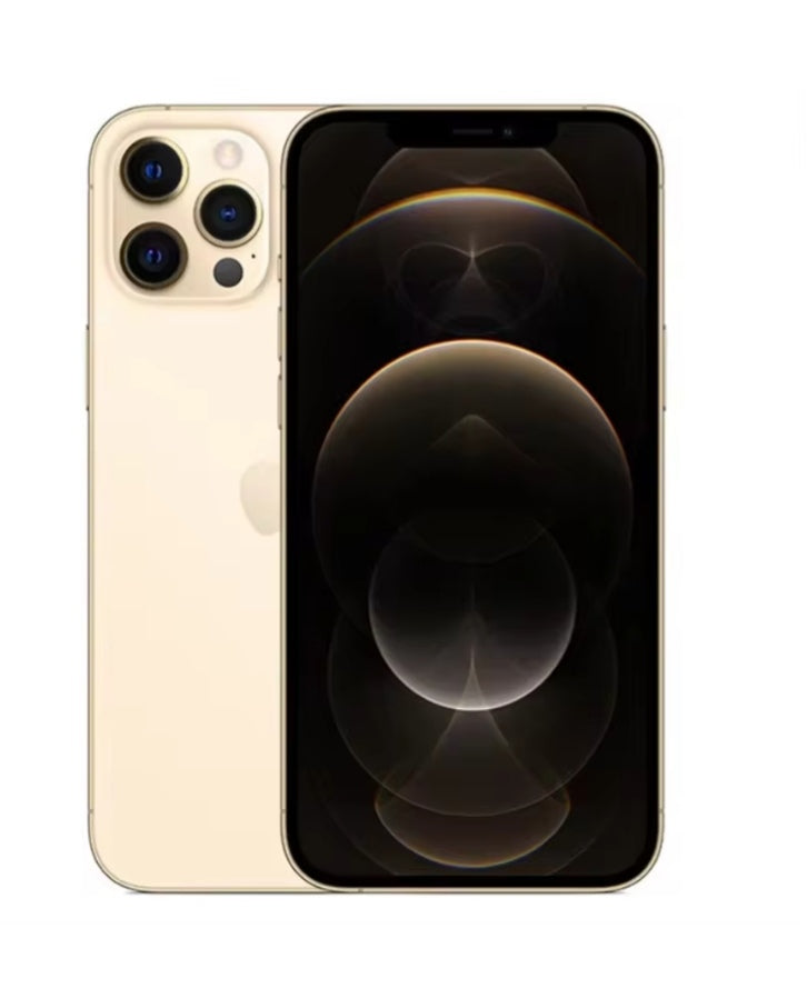Apple iPhone 12 Pro Max Smartphone Facial Recognition Function Dust Water & Scratch Resistant HD Screen Super/Fast Charging (256GB ROM) (Gold) Smartphone + FREE Phone Case. smp