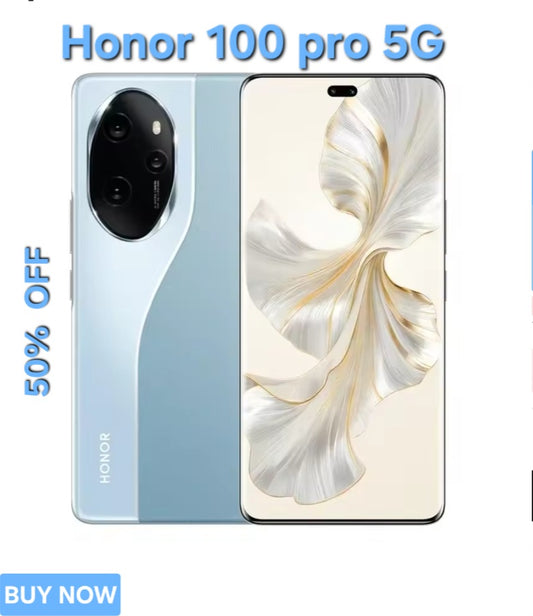 Honor 100 Pro 5G Chinese Version Blue Smartphone Facial Recognition & Fingerprint Unlock Function Dust Water & Scratch Resistant HD Screen Super/Fast Charging (RAM 12GB+256GB ROM) Smartphone. smp