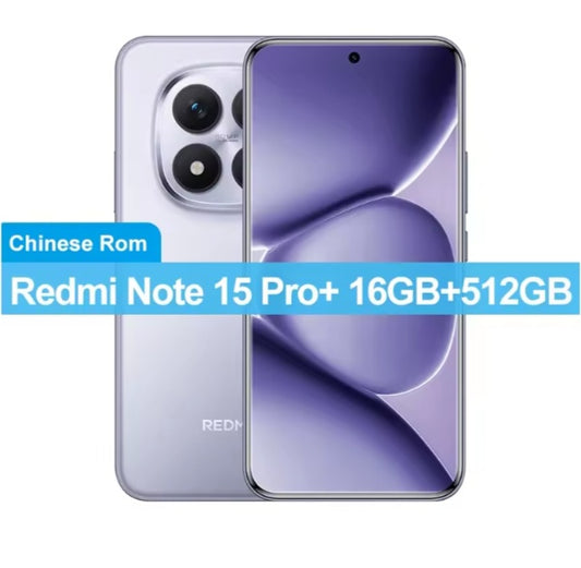 Xiaomi  Redmi Note 15 Pro Plus Chinese Version Purple Smartphone Facial Recognition & Fingerprint Unlock Function Dust Water & Scratch Resistant HD Screen Super/Fast Charging (RAM 16GB+512GB) Smartphone smp