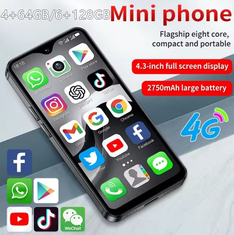 SOYES F9 Max 4G LTE Mini Smartphone 4.3inch Screen RAM 4GB+64GB ROM Android 12 (Blue) Smartphone smp