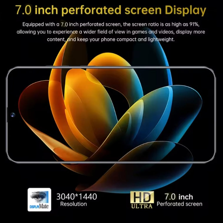 NEW X7 Pro 7.0 HD Global Edition 12GB 512GB Android Facial Recognition (Yellow) Smartphone smp