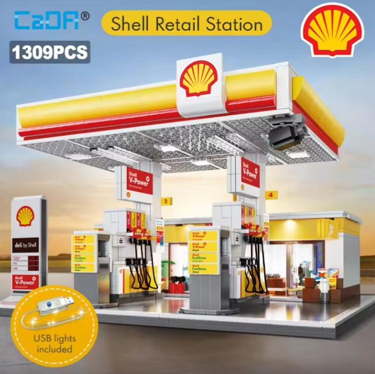 Shell Retail Station Car Wash Gas Station Building Blocks Set Toys tys bbs crs