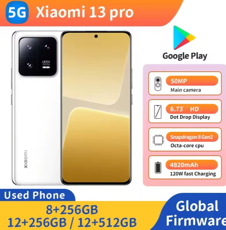 Xiaomi 13 Pro 5G Global Version Blue Smartphone Facial Recognition & Fingerprint Unlock Function Dust Water & Scratch Resistant HD Screen Super/Fast Charging Smartphone (RAM 8GB+256GB ROM). smp