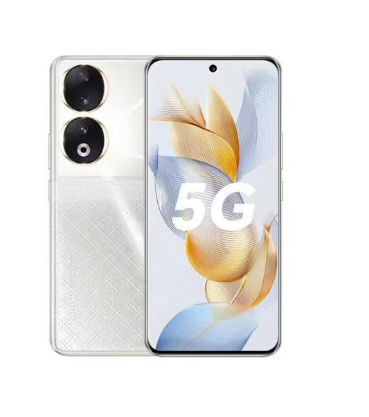 Honor 90 5G Chinese Version Silver Smartphone Facial Recognition & Fingerprint Unlock Function Dust Water & Scratch Resistant HD Screen Super/Fast Charging Smartphone (RAM 12GB+256GB ROM) smp