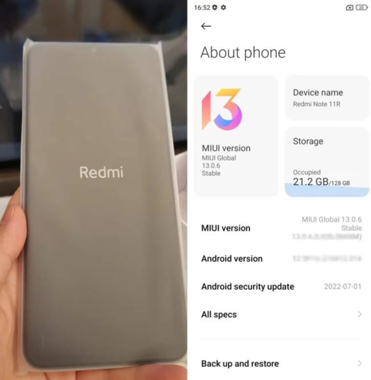 Xiaomi Redmi Note 11R Global Version Blue Smartphone Facial Recognition & Fingerprint Unlock Function Dust Water & Scratch Resistant HD Screen Super/Fast Charging Smartphone (RAM 6GB+128GB ROM). smp
