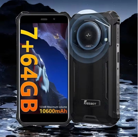 FOSSIBOT F101P Global Version Rugged Black Smartphone Facial Recognition & Fingerprint Unlock Function Dust Water & Scratch Resistant HD Screen Super/Fast Charging Smartphone smp