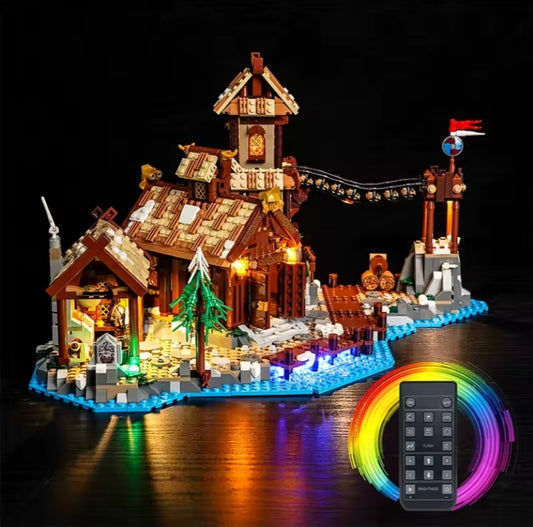 Remote Control LED Lighting Viking Village Building Blocks Set Toys tys bbs