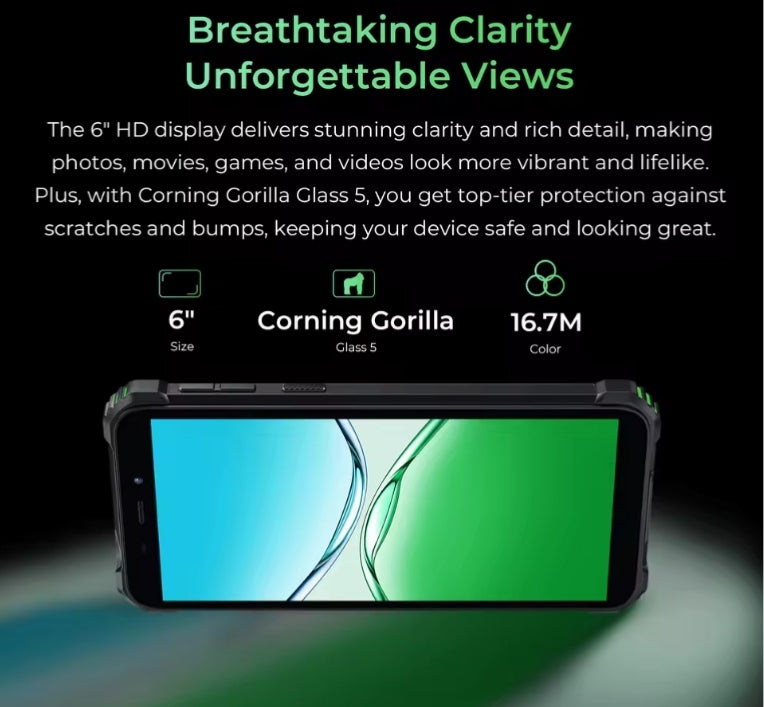 OUKITEL G5 Rugged Smartphone 6inch HD Screen RAM 16GB+128GB ROM (Black) Global Version Smartphone smp