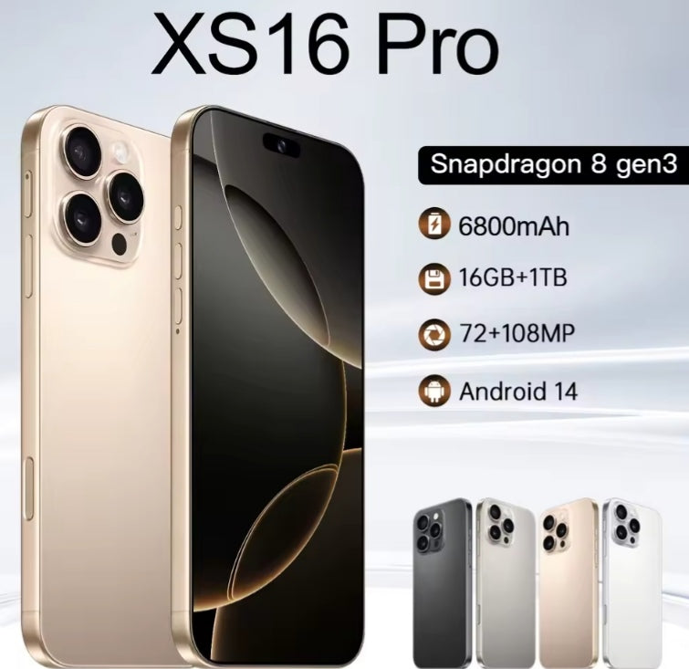 XS16 Pro HOT 2026 High Quality 7.3inch Global Edition Facial Recognition Function Android (Grey) 22GB+2TB Smartphone smp