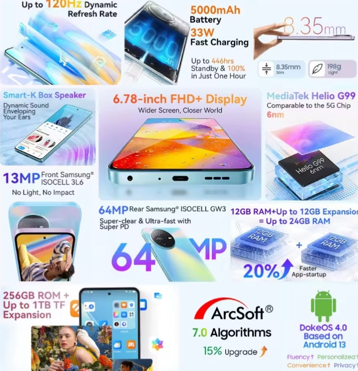 Blackview OSCAL TIGER 12: 6.78inch Android 12GB+256GB (Cloud wing Grey) Smartphone smp