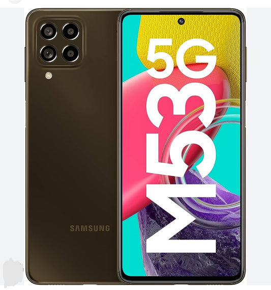 Samsung Galaxy M53 5G Korean Version Smartphone Facial Recognition & Fingerprint Unlock Function Dust Water & Scratch Resistant HD Screen Super/Fast Charging M Series Brown Smartphone smp