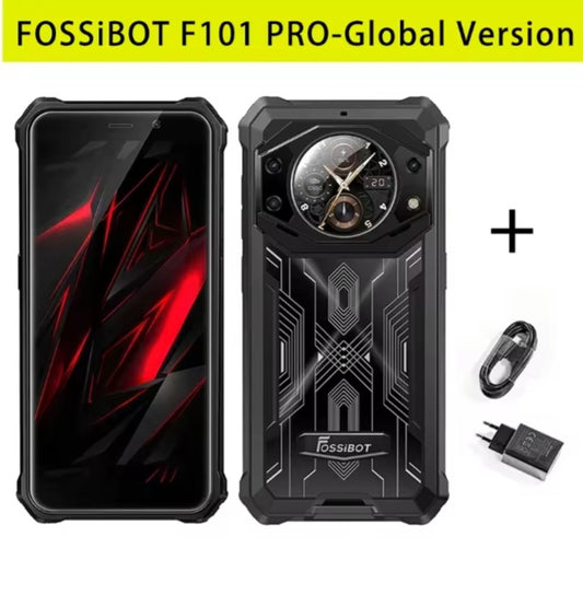 FOSSIBOT F101 Pro Rugged Global Version Smartphone Facial Recognition & Fingerprint Unlock Function Dust Water & Scratch Resistant HD Screen Super/Fast Charging (RAM 8GB+128GB ROM) Smartphone smp
