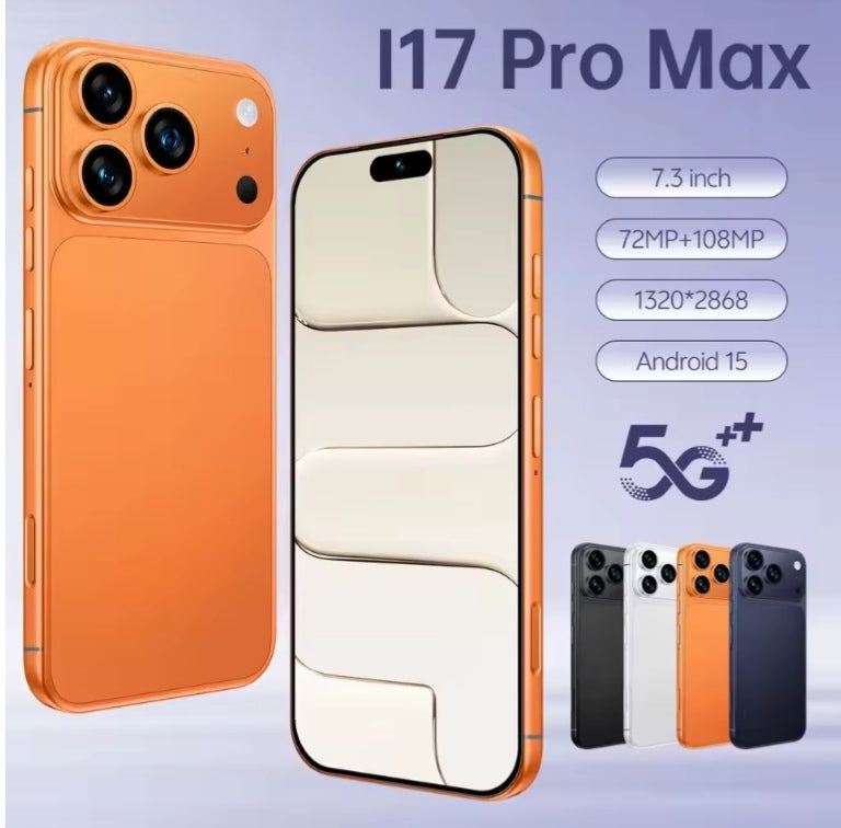 2025 Hot New i17 Pro Max 12GB+512GB 7.3inch HD Global Version 5G Android (Blue) Smartphone smp