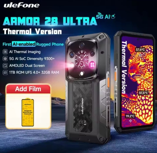 Ulefone Armor 28 Ultra 5G AI Rugged Global Version Smartphone Facial Recognition & Fingerprint Unlock Function Dust Water & Scratch Resistant HD Screen Super/Fast Charging Smartphone + FREE Film.smp