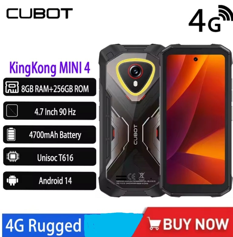 CUBOT KingKong MINI 4 Rugged Waterproof Smartphone Global Version HD Screen Super/Fast Charging RAM 6GB+128GB ROM (Green) Smartphone smp
