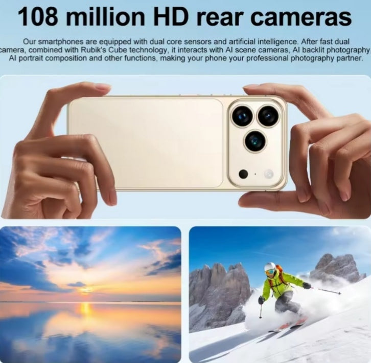 2025 HOT I17 Pro Max 5G Android 15 System Global Version 12GB 512GB (Black) Smartphone smp