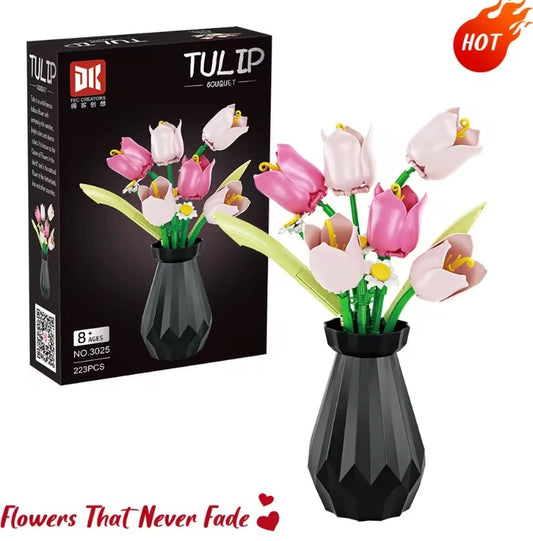 Desk Ornament Tulip Flowers Building Blocks Set Toys tys bbs
