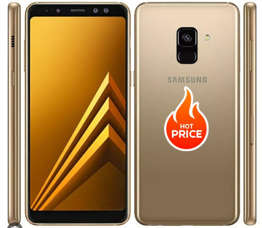 Samsung Galaxy A8 4G Global Version Smartphone Facial Recognition & Fingerprint Unlock Function Dust Water & Scratch Resistant HD Screen Super/Fast Charging Full Set Gold Smartphone smp