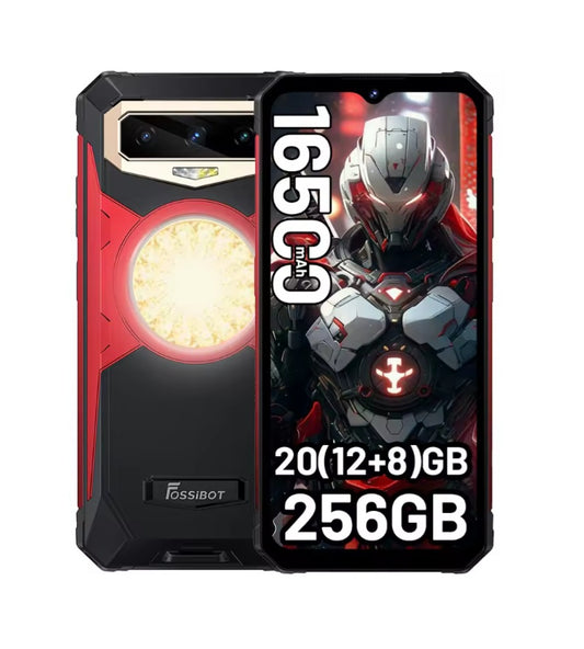 FOSSIBOT F102 Rugged Global Version Smartphone Facial Recognition & Fingerprint Unlock Function Dust Water & Scratch Resistant HD Screen Super/Fast Charging Red Smartphone smp