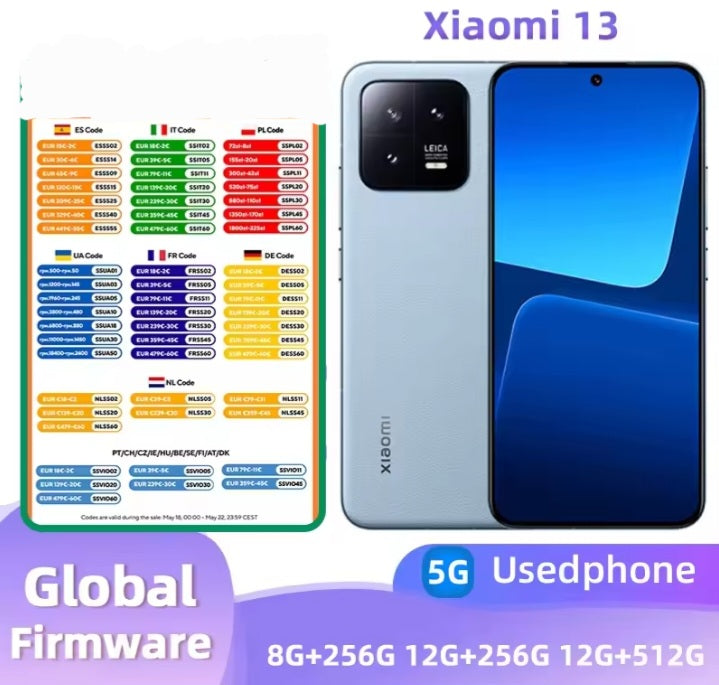 Xiaomi 13 5G Global Version Blue Smartphone Facial Recognition & Fingerprint Unlock Function Dust Water & Scratch Resistant HD Screen Super/Fast Charging (RAM 8GB+256GB ROM) Smartphone. smp