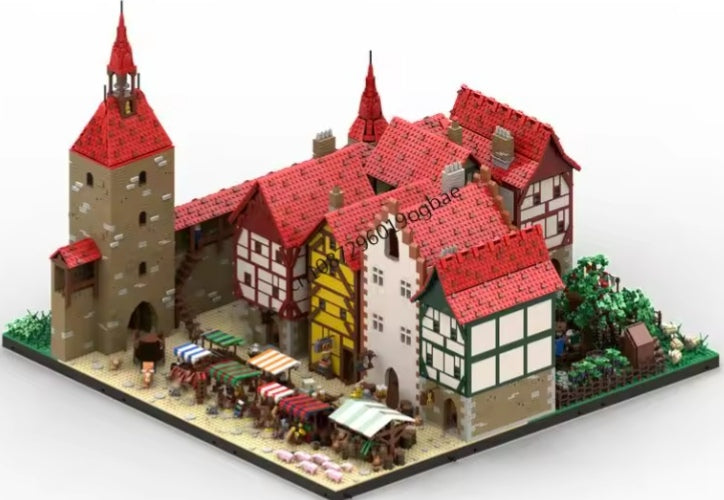 European Medieval Street View Town & Market Building Blocks Set Toys tys bbs