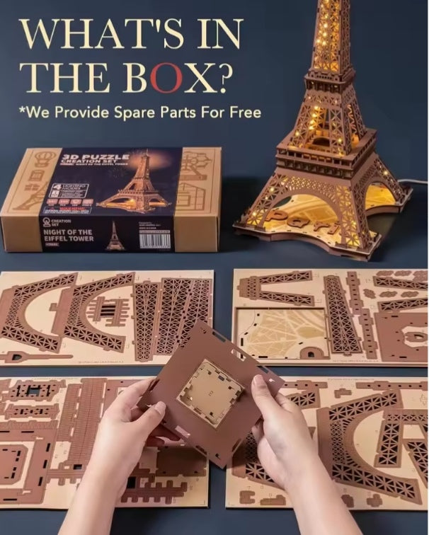 3D Night Mode Eiffel Tower Building Kit tys bbs