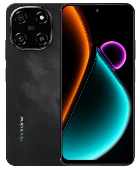 Blackview COLOR 6 4G Android 15 Smartphone 6.67inch Screen ROM 128GB (Black) Smartphone + FREE BT Earphones + FREE US Plug Adapter. smp