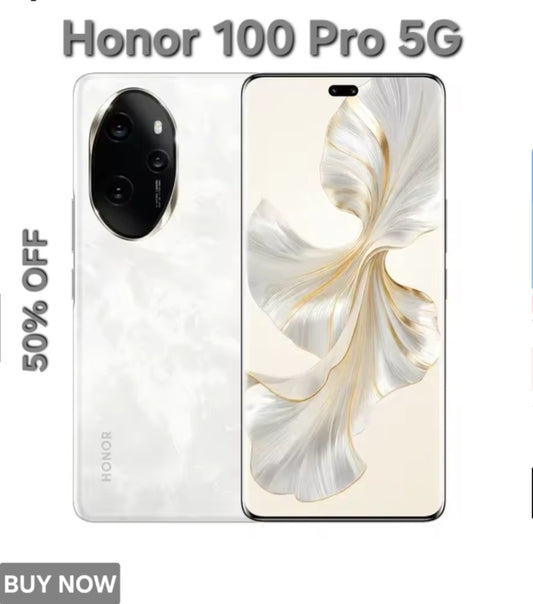 Honor 100 Pro 5G Chinese Version White Smartphone Facial Recognition & Fingerprint Unlock Function Dust Water & Scratch Resistant HD Screen Super/Fast Charging (RAM 12GB+256GB ROM) Smartphone. smp
