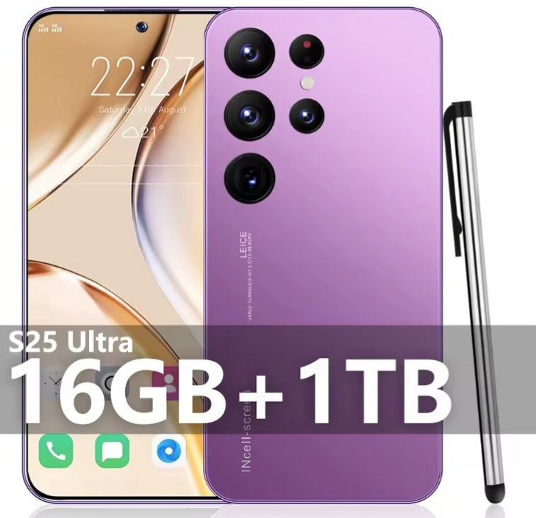 2025 High Quality LCD Screen S25 Ultra 7.3 Inch (Purple) Smartphone smp