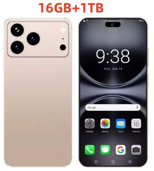 Hot 2026 New XS17 Pro Max 7.3inch HD 4K 4G 5G Android 16GB+1TB (Gold) Smartphone smp