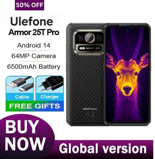 Ulefone Armor 25T Pro Rugged Global Version Black Smartphone Facial Recognition & Fingerprint Unlock Function Dust Water & Scratch Resistant HD Screen Super/Fast Charging Smartphone + FREE Bluetooth Earphone. smp