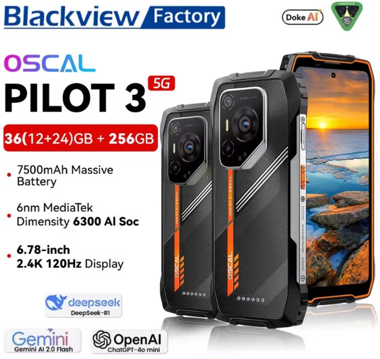 Blackview OSCAL PILOT 3: 6.78inch HD Screen RAM12GB+256ROM 5GAndroid (Black) Official Standard Smartphone smp