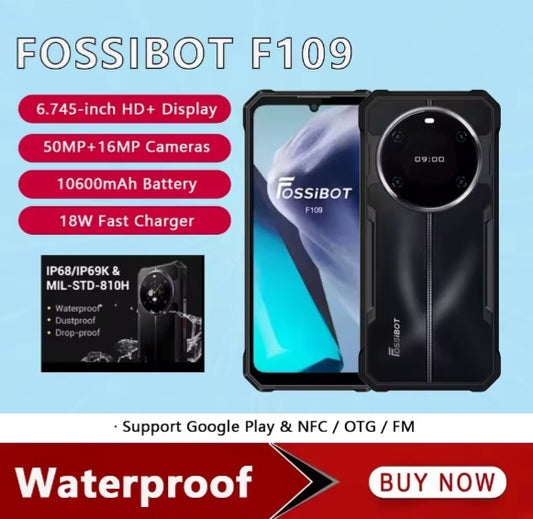 FOSSIBOT F109 5G Rugged Global Version Smartphone Facial Recognition &Fingerprint Unlock Function Dust Water & Scratch Resistant HD Screen Super/Fast Charging Smartphone smp