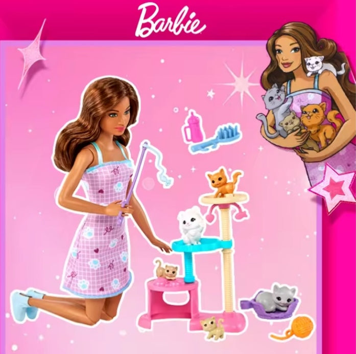 Barbie Doll Entertaining & Educational Cat Playhouse Gift Box dll tys