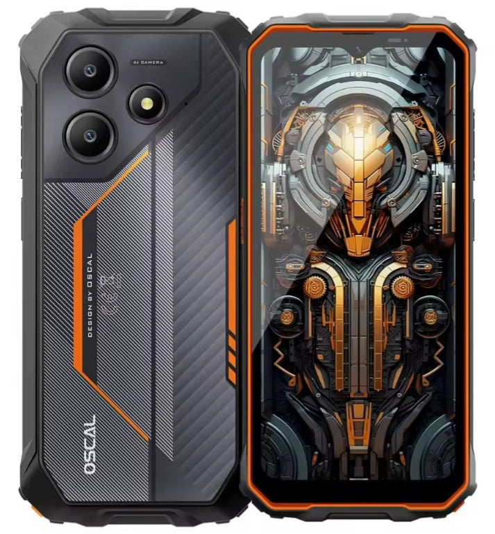 Blackview OSCAL Marine 2 Rugged 4G Android 15 Smartphone 6.56inch HD Screen RAM 4GB+64GB ROM (Orange) Smartphone + FREE BT Earphones + FREE US Plug Adapter